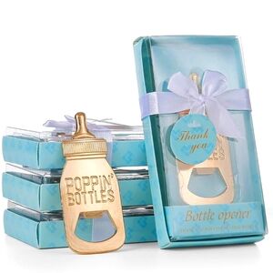 New NIP Gold Bottle Shaped Party Bottle Opener "Poppin' Bottles" Baby Shower